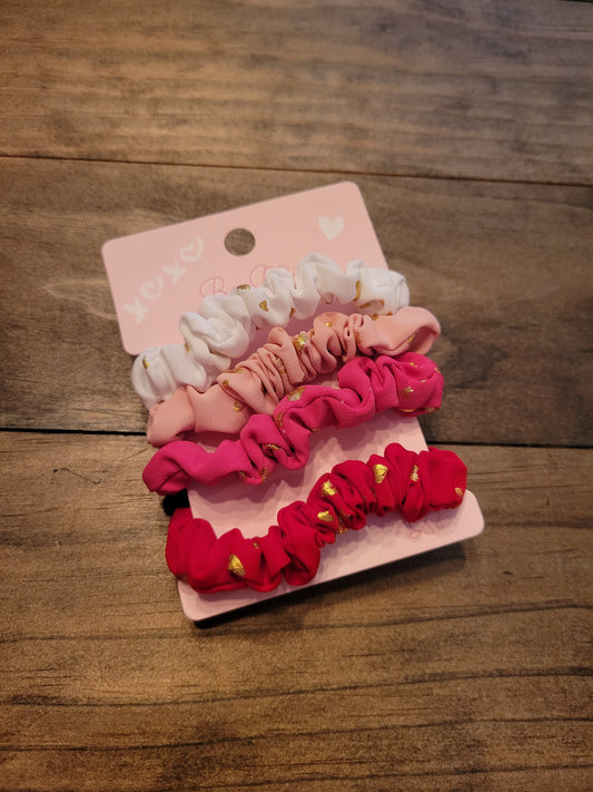 Gold Foil Heart Scrunchie Set