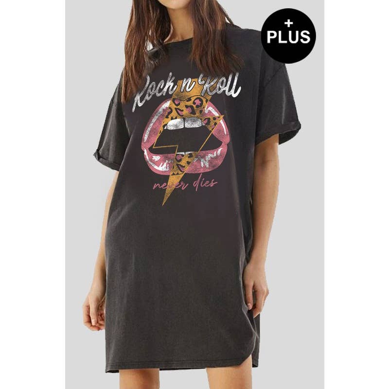 ROCK AND ROLL NEVER DIES MINERAL GRAPHIC DRESS